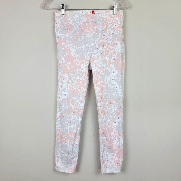 Spandex White Gray Blush Floral Jean-ish Legging S - Picture 1 of 11